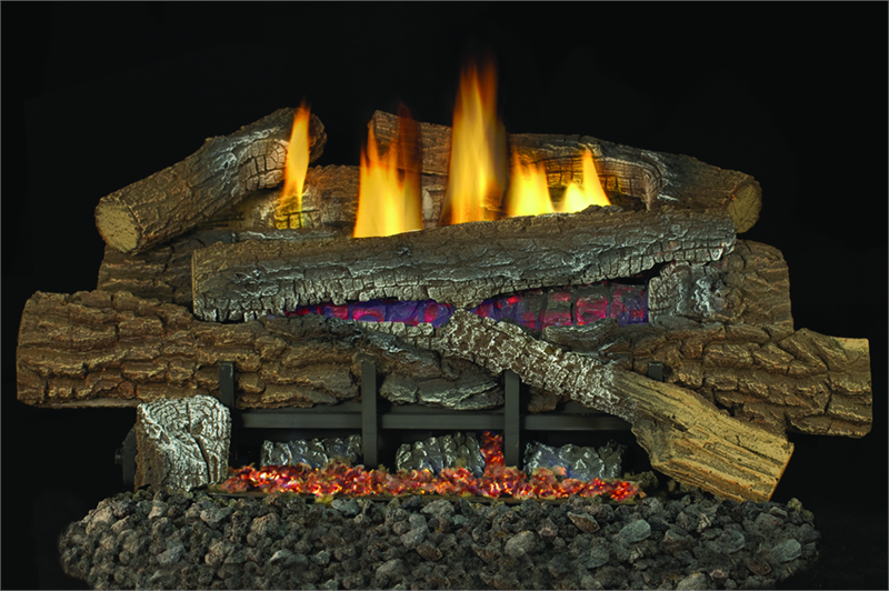 Concrete Gas Log Set Boulder Mountain 18&quot; with Glowing Superior Vent Free Gas Burner with Embers LBG18BM BGE18