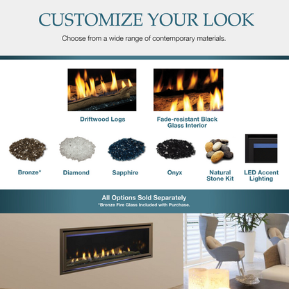 Linear Direct Vent 32&quot; Fireplace The Jade by Majestic JADE32