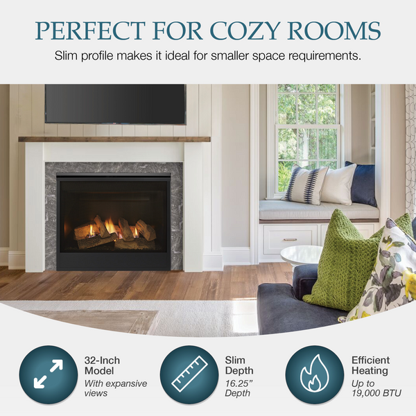 Compact Efficient 32&quot; Direct Vent Fireplace by Majestic The Mercury MERC32IN